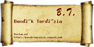 Benák Terézia névjegykártya